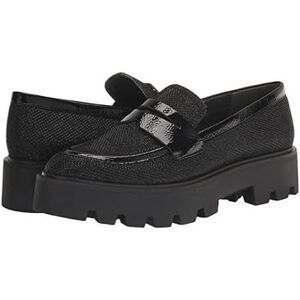 FRANCO SARTO Women’s Black Crinkle Patent Balin Platform Loafers Size 8